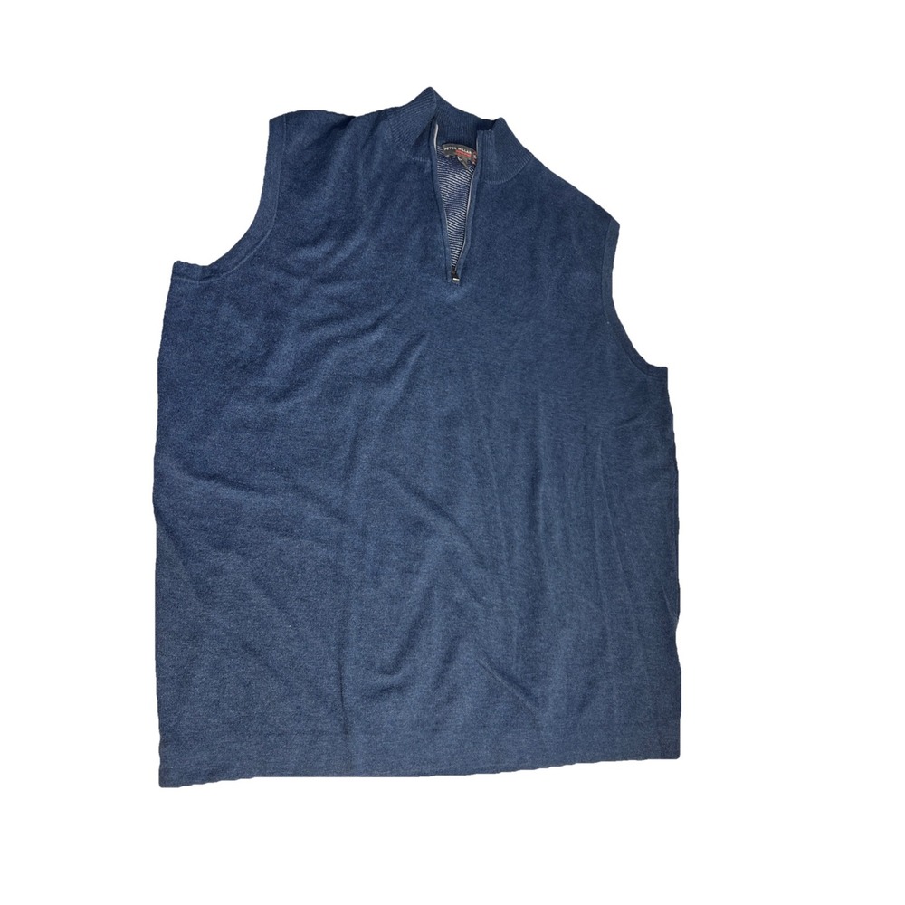 Peter Millar Crown Sport Vest Large Blue Zip Golf Gilet Quarter Zip Mock Neck